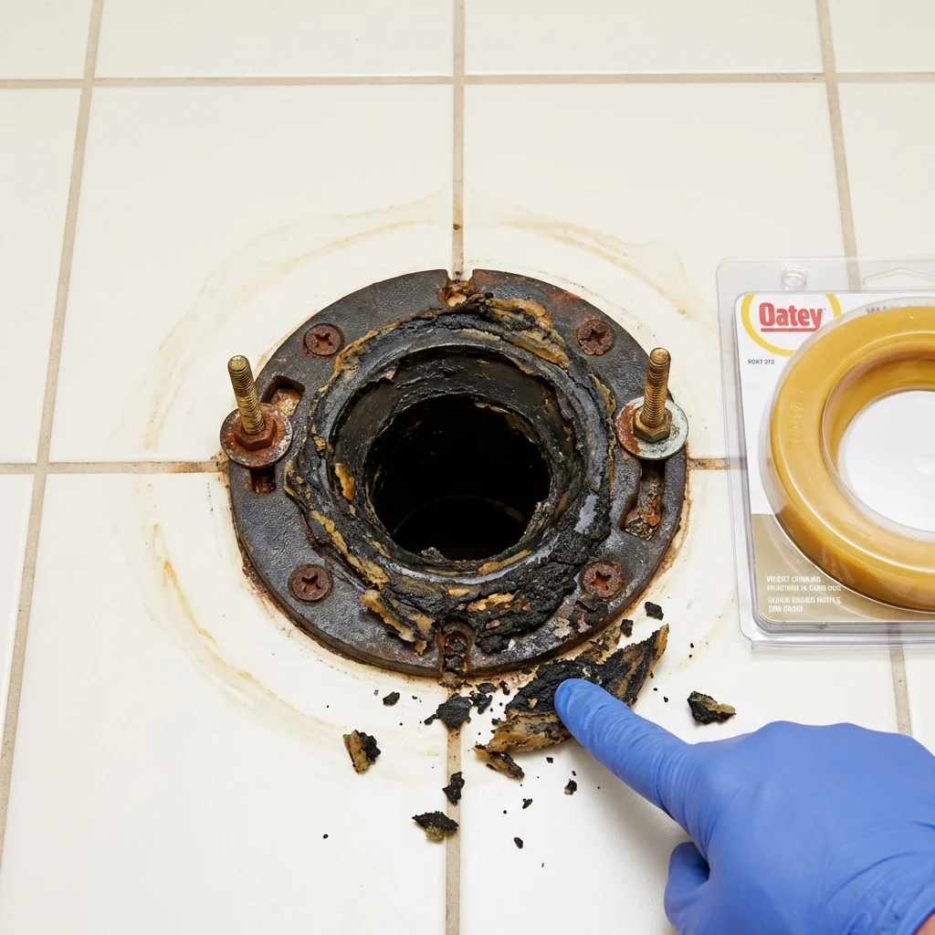 Failed wax ring showing water seepage at the base of a toilet in a Big Timber, MT home